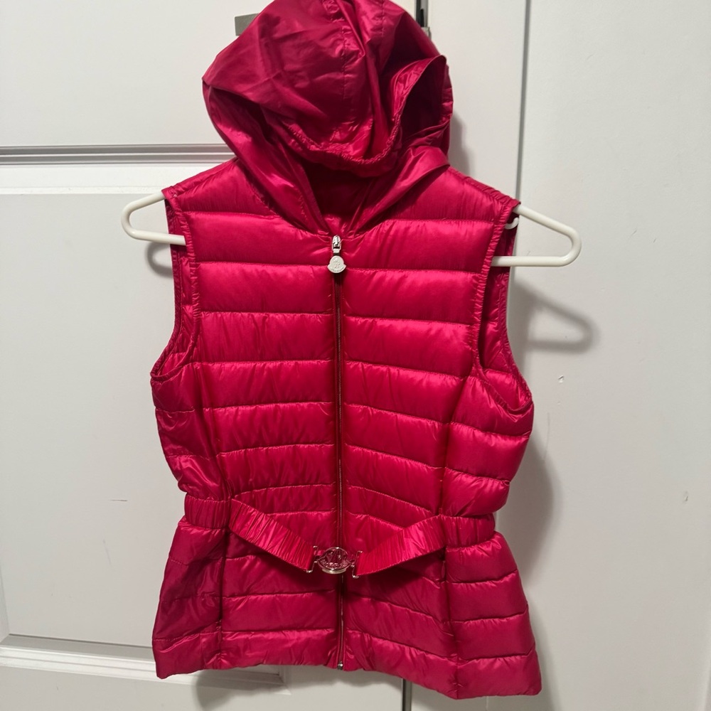 Moncler Girls' Hooded Puffer Vest - Bright Pink